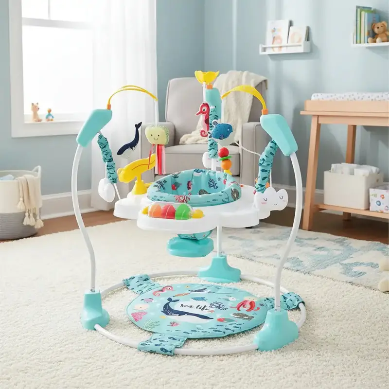 360° Rotating Baby Activity Spinner Seat | Height-Adjustable Interactive Toy with Music Tray by COSTWAY