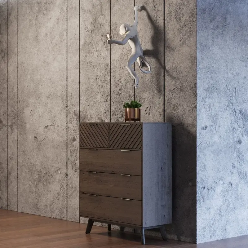 39-inch Dark Acacia Solid Wood Five-Drawer Dresser with Natural Grain Detail