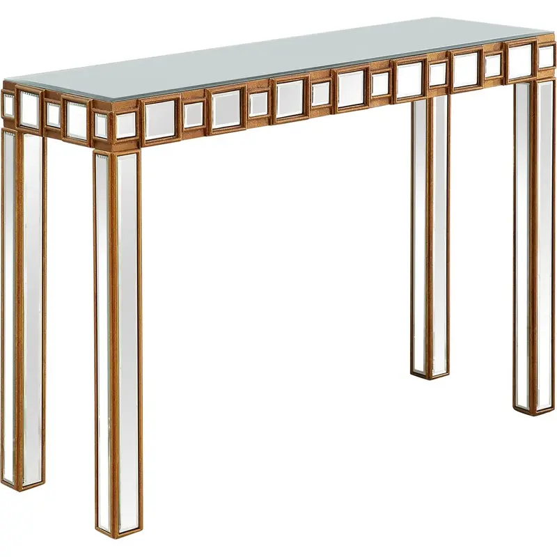 43-Inch Lustrous Gold Mirrored Glass Console Table