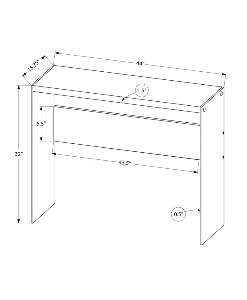 44″ White-and-Clear Acrylic Console Table