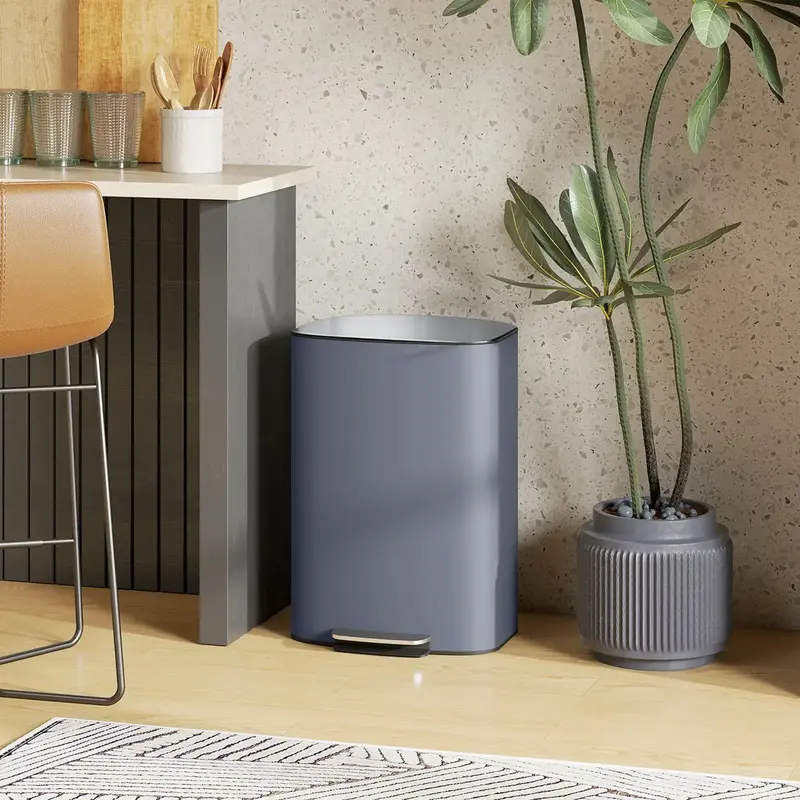 50L Premium Kitchen Pedal Bin | Grey Body with Silver Lid, Odor Filter & Soft-Close Mechanism by HOMCOM