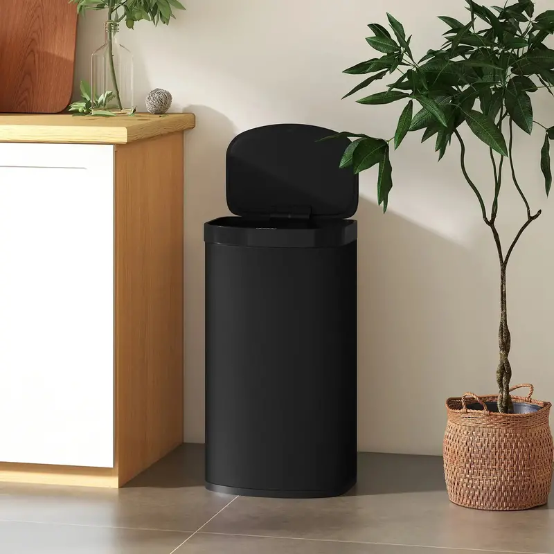 55L Slim Touchless Sensor Bin in Black | Infrared Activation & Stainless Steel Housing by HOMCOM