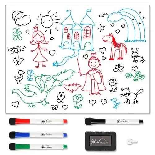 60 x 90 cm Gloss-Finish Magnetic Whiteboard – Includes Dry-Erase Markers & Eraser for Home or Classroom Use by VINSANI