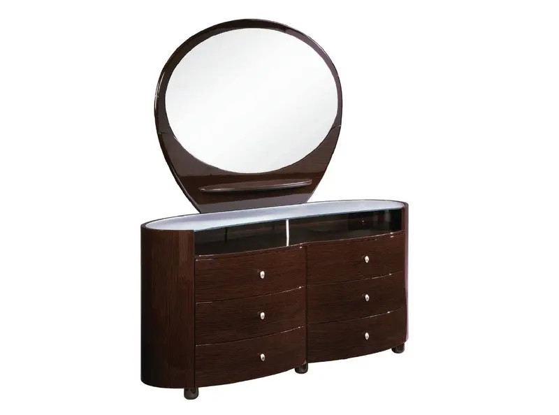 63-Inch Brown Wood Six-Drawer Dresser with Smooth Gliding Drawers