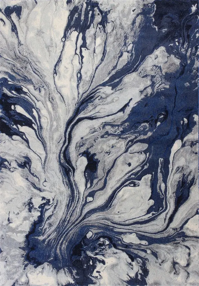 7′ x 10′ Abstract Area Rug in Blue-Gray and Ivory