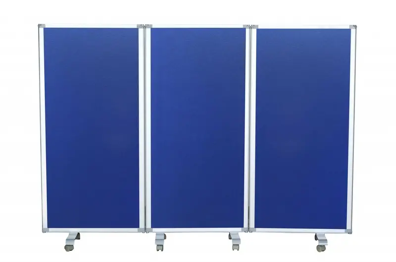 71-Inch Blue Iron Three-Panel Folding Room Divider Screen