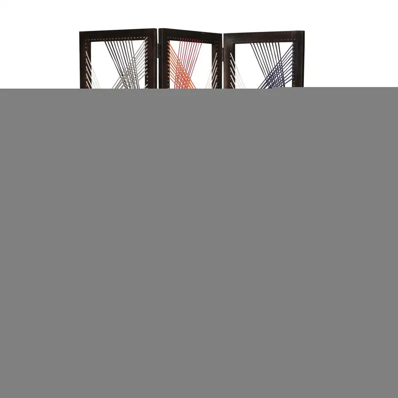 72-Inch Black Fabric Three-Panel Folding Room Divider Screen