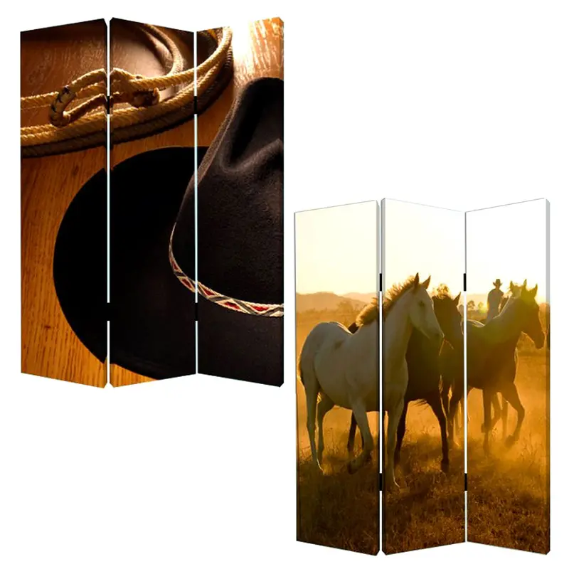 72-inch Brown-and-Onyx Canvas 3-Panel Folding Room Divider