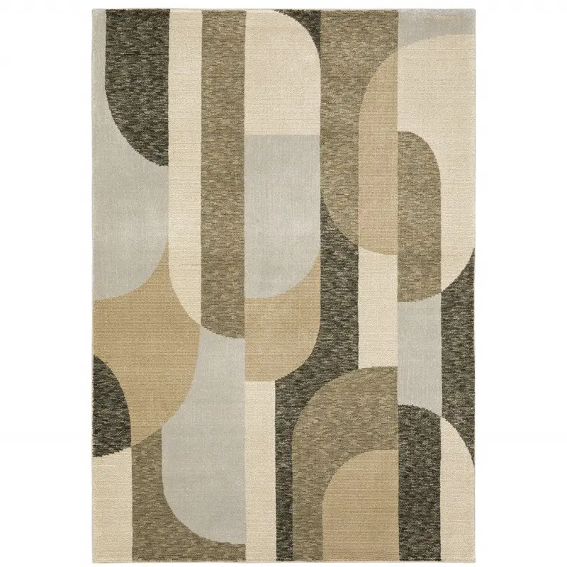 9′ x 12′ Brown & Ivory Geometric Power-Loomed Area Rug