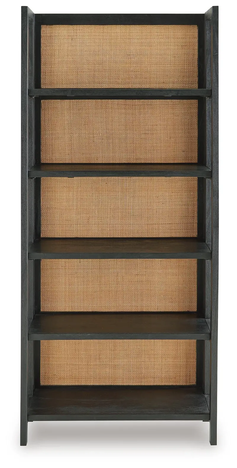 Abyard Black-and-Natural Wood Modern Bookshelf