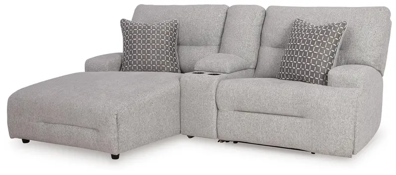 Acklen Place Pewter 3-Piece Power Reclining Sectional Sofa with Chaise