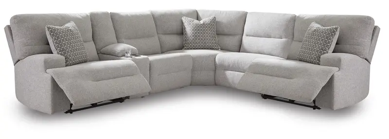 Acklen Place Pewter 6-Piece Motorized Reclining Sectional Set
