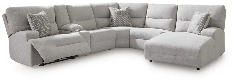 Acklen Place Pewter 6-Piece Power Reclining Sectional with Chaise