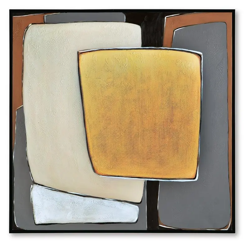 Actman Cream Brown and Gray Abstract Wall Art Print