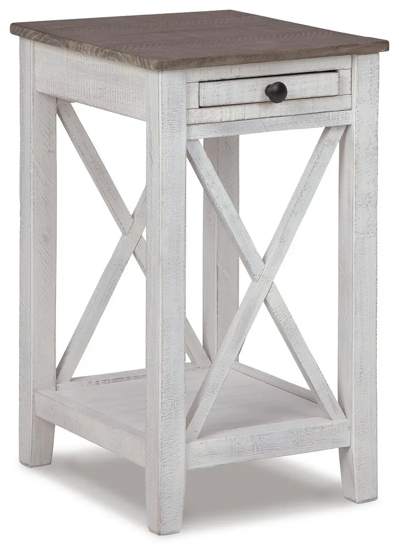 Adalane White and Gray Modern Accent Table