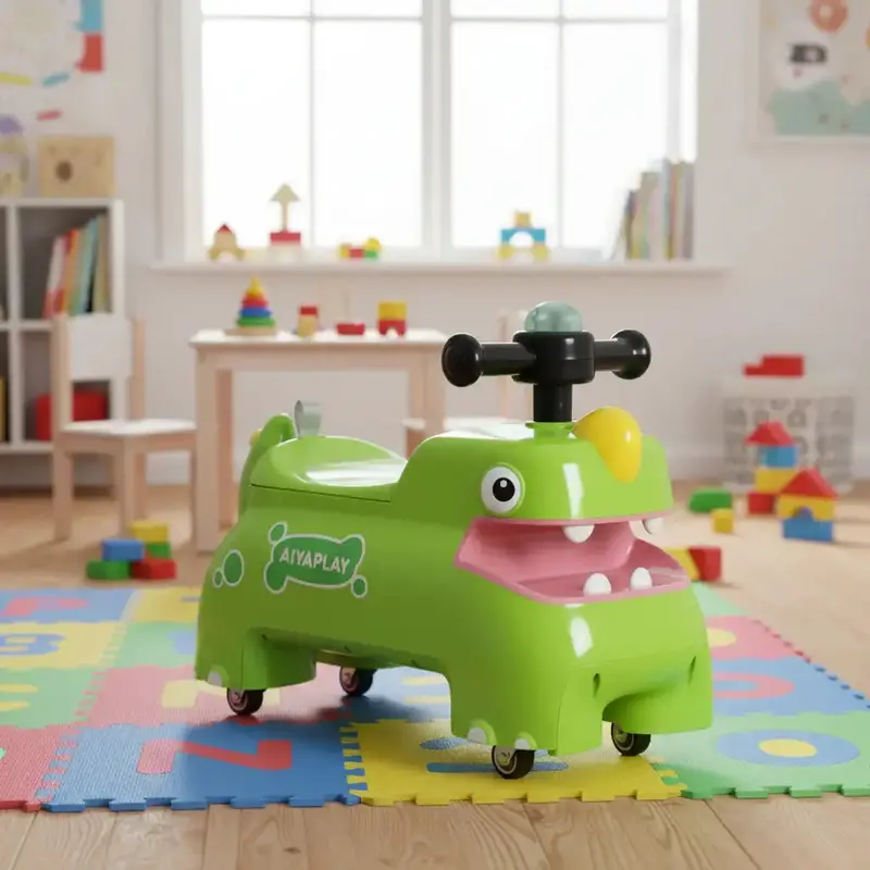 Aiyaplay Green Dinosaur Foot-to-Floor Ride-On – Interactive Lights & Sounds for Toddlers