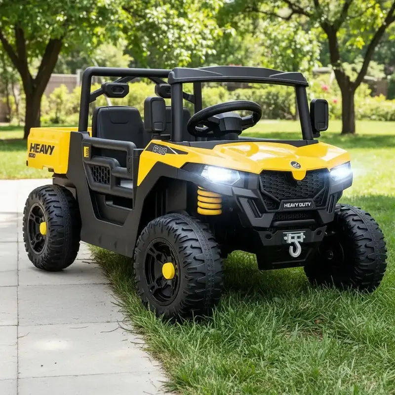 AIYAPLAY Yellow 12V Kids’ UTV – Compact Electric Utility Vehicle with Remote Operation & Bucket Seat