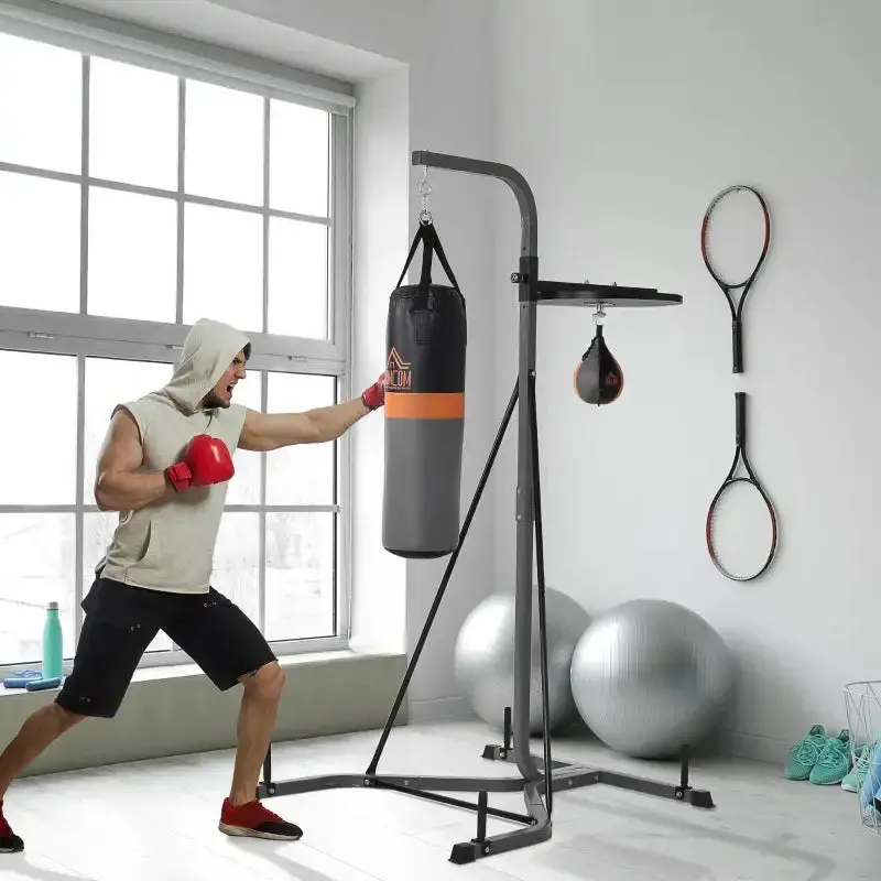 All-in-One Freestanding Boxing Station: Punch Bag + Speedball + Adjustable Bracket | HOMCOM