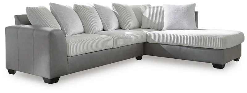 Alloy-Finished Clairette Court Sectional: 2-Piece with Chaise