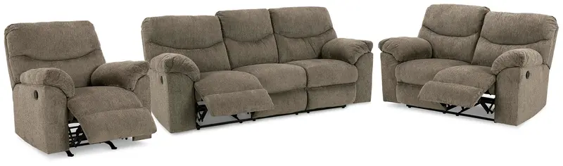 Alphons Putty Sofa, Loveseat, and Recliner Ensemble