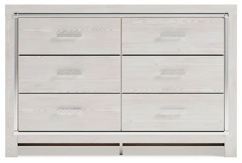 Altyra White Six-Drawer Dresser with Soft-Close Drawers