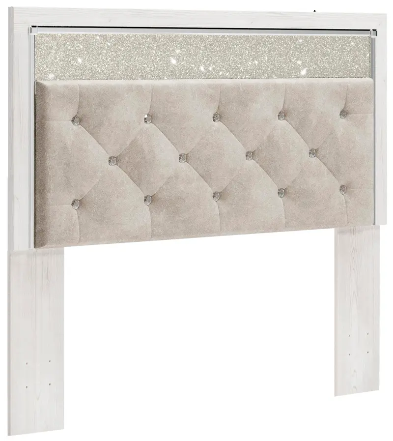 Altyra White Upholstered Queen Panel Headboard with Tailored Look