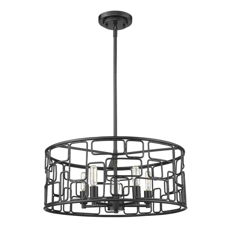 Amoret 5-Light Matte Black Convertible Pendant Lamp