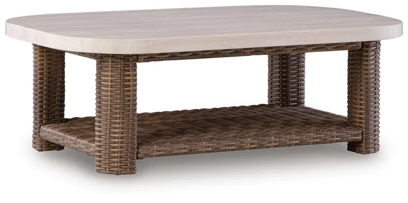 Angel Island Beige-and-Brown Rectangular Coffee Table