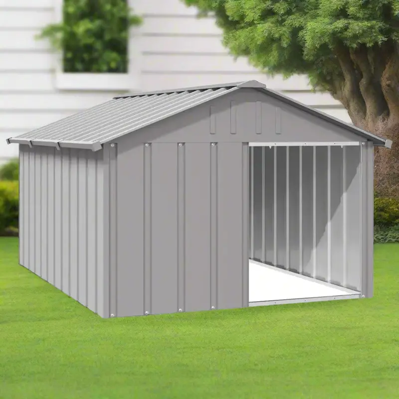 Anthracite Galvanised Steel Dog House – Weatherproof Outdoor Kennel for Medium to Large Dogs | VIDAXL