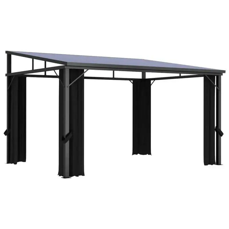 Anthracite Gazebo with Full-Height Privacy Curtains – 405 x 294 x 244 cm