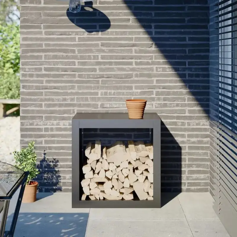Anthracite Steel Firewood Rack (60x40x60cm) – Weather-Resistant Log Storage Stand by VIDAXL
