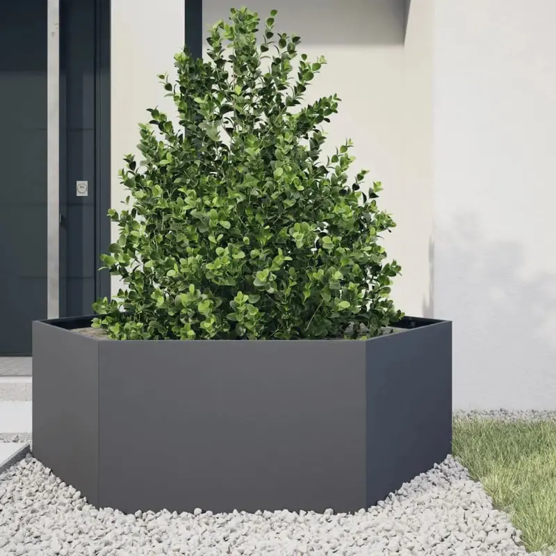 Anthracite Steel Raised Planter – Large Open-Bottom Garden Bed for Outdoor Growing by VIDAXL
