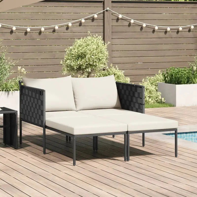 Anthracite Two-Person Sun Lounger with Comfort Cushions