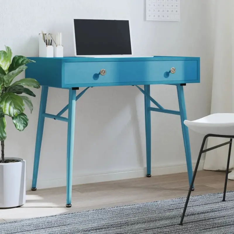 Antique Green Computer Desk with Drawer – Engineered Wood Top & Powder-Coated Iron Frame by VIDAXL