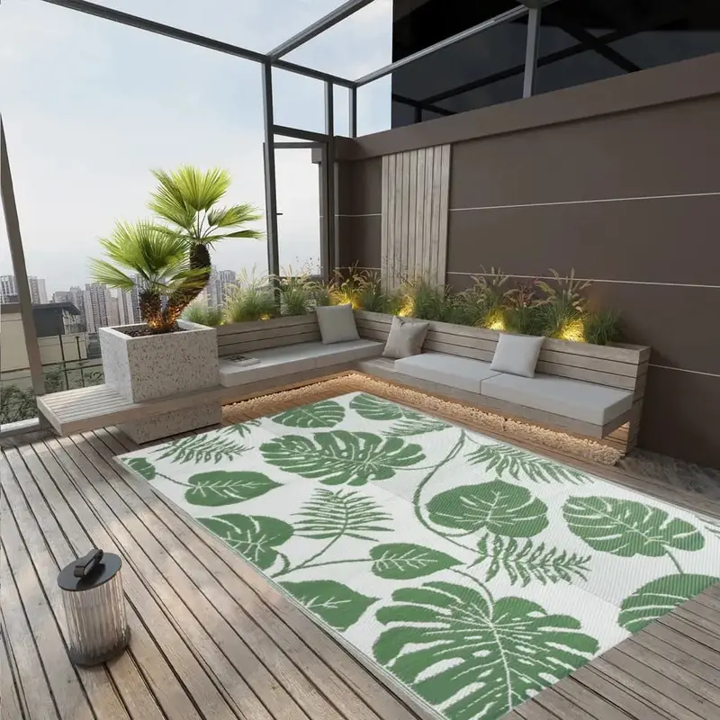 Arakil Jacquard Outdoor Carpet – Green Double-Layer Design, 190 x 290 cm