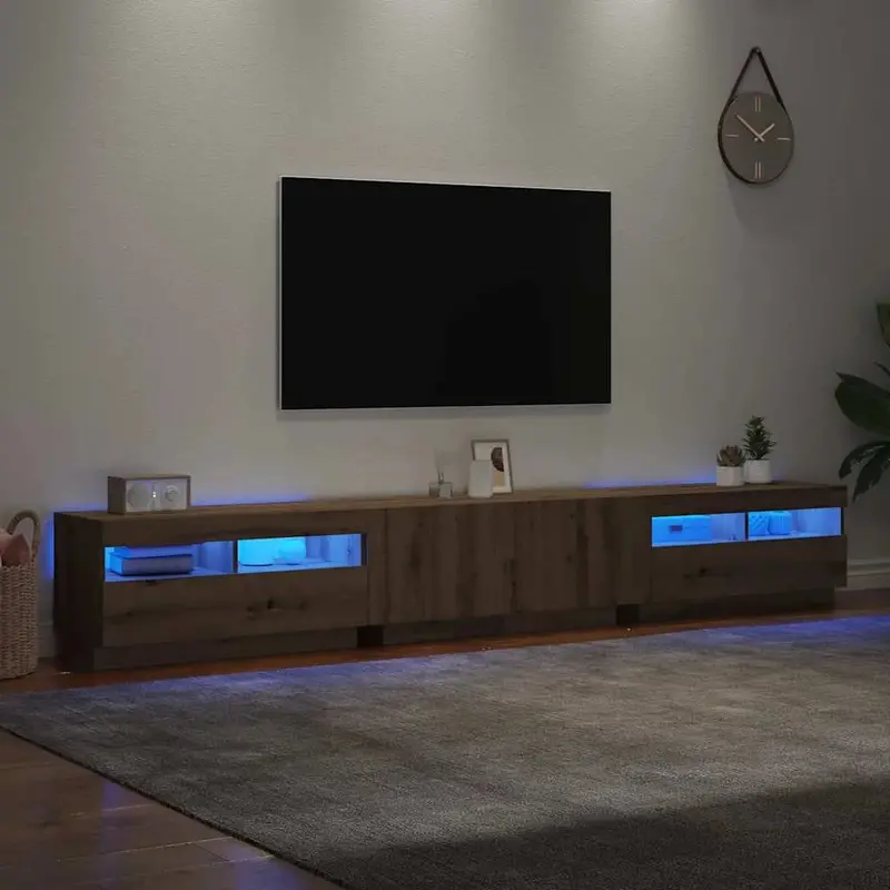 Artisan Oak RGB LED TV Cabinet – Customizable Modular Media Unit Set by VIDAXL