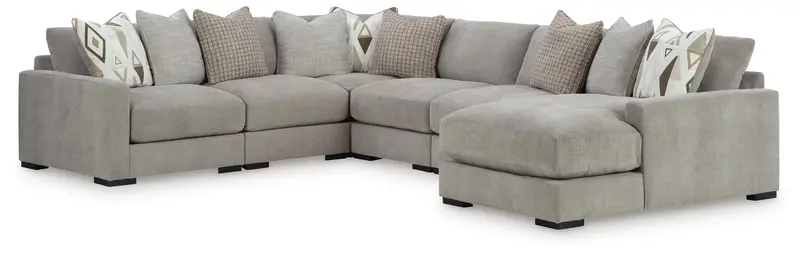 Aslan Court Flax 6-Piece Sectional with Extended Chaise