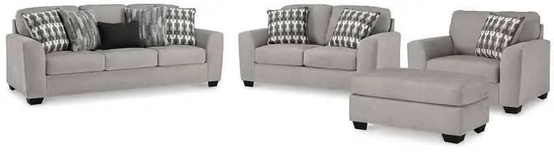 Avenal Park Flannel Upholstered Sofa Set Including Loveseat, Chair, and Ottoman