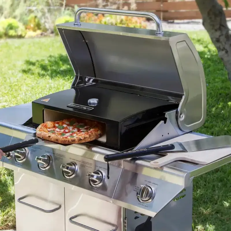 BAKERSTONE Pizza Oven Box for 3-Burner Grills | Rapid Wood-Fired Cooking in Under 4 Minutes