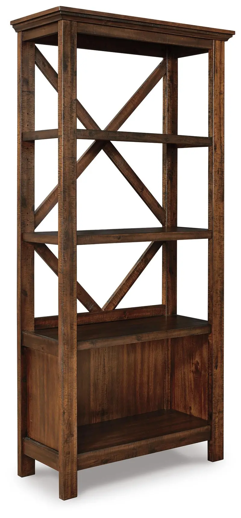 Baldridge Rustic Brown Large Wooden Bookshelf