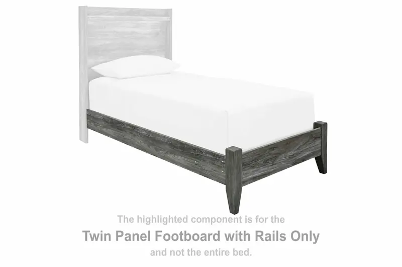 Baystorm Gray Twin Panel Footboard with Integrated Rails