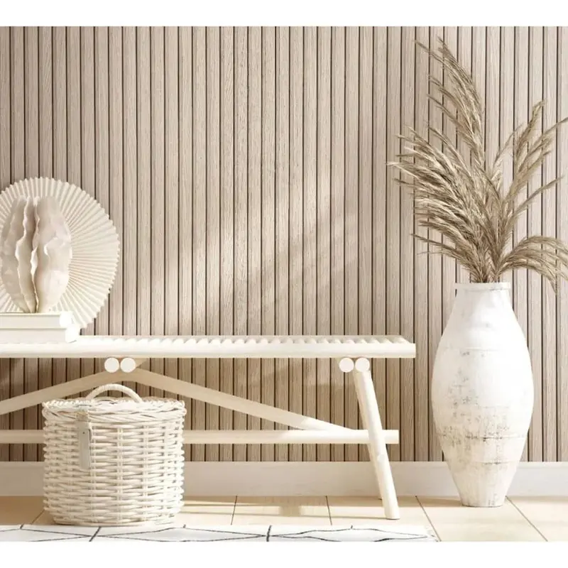 Beige ‘Botanica Wooden Slats’ Textured Wallpaper with Natural Wood Grain Effect
