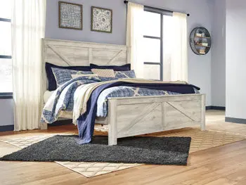 Bellaby Whitewash King Crossbuck-Style Bed Rails – Rustic Wooden Design