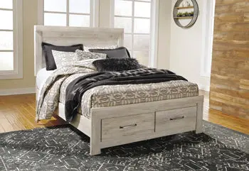 Bellaby Whitewash Platform Bed Rails – Queen or King Size