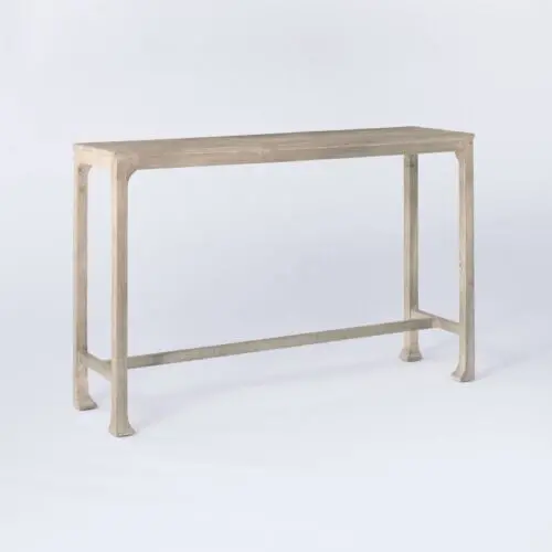 Belmont Shore Console Table – Curved Foot Design, Natural Wood Frame, Knock-Down Assembly