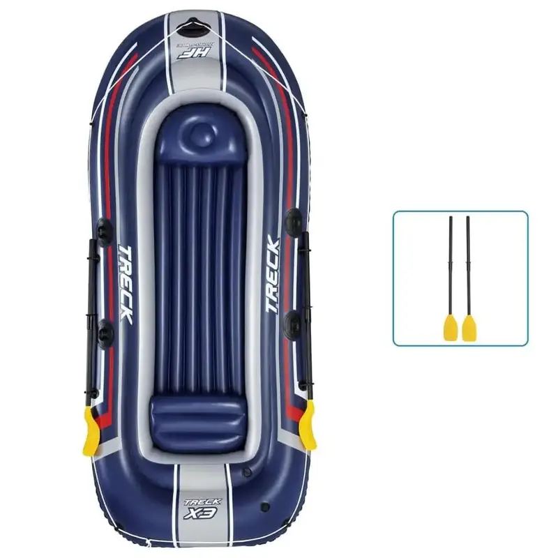 BESTWAY Hydro-Force Treck X3 Inflatable Boat – 307 cm, 3-Person PVC Craft with Stable Hull Design