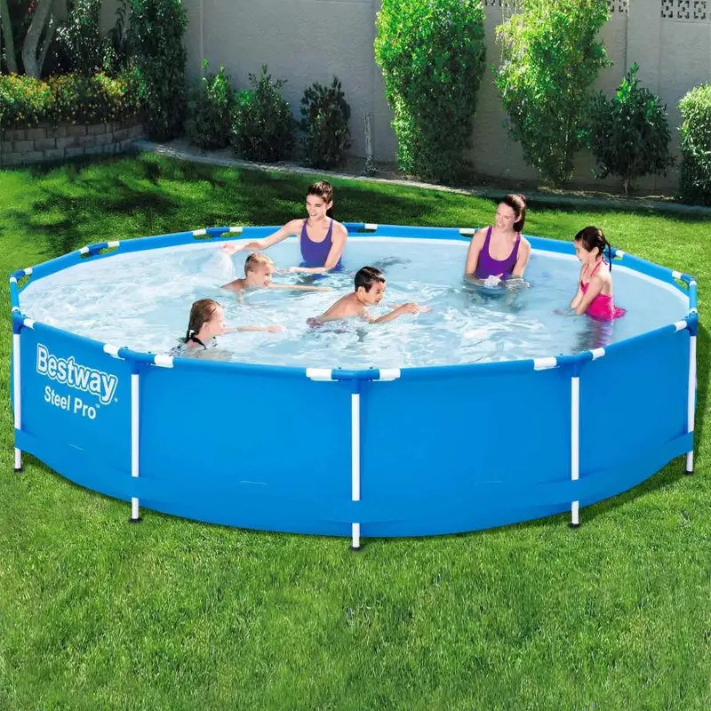 Bestway Steel Pro Round Frame Pool – 366x76cm, 6473L Heavy-Duty Capacity Featuring TriTech™ Multi-Layer Construction