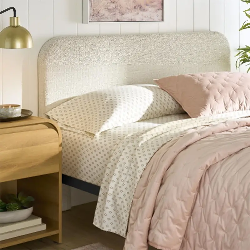 Better Homes & Gardens Juliet Bouclé Upholstered Headboard – Full/Queen, Ivory Fabric