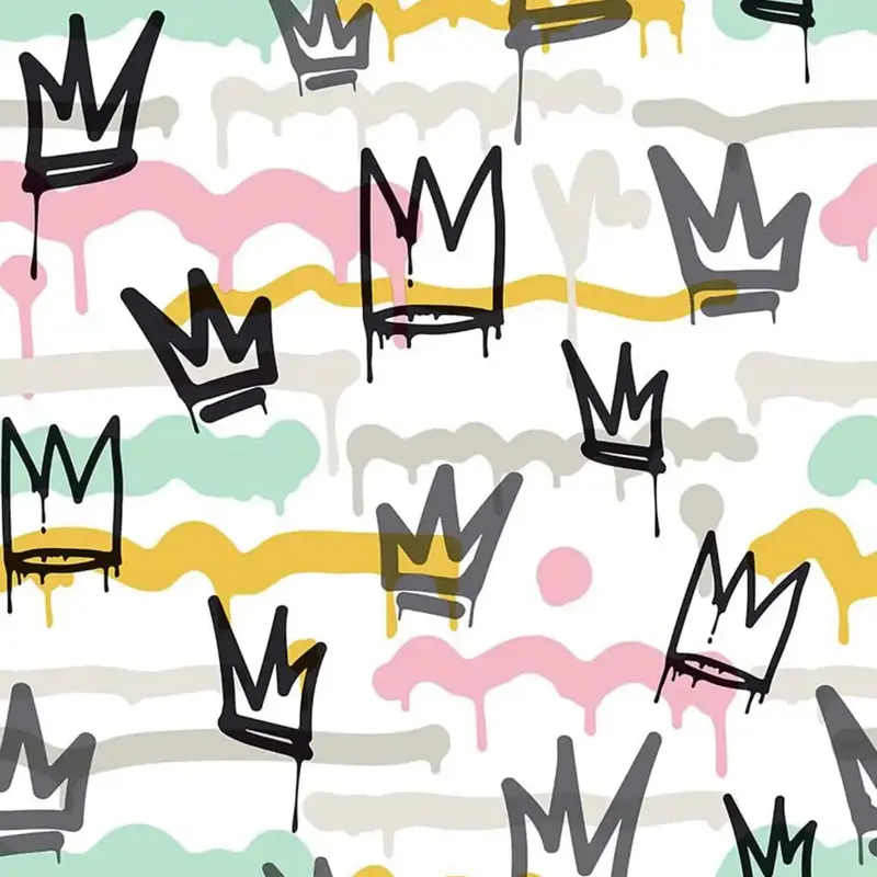 Black-and-White ‘Friends & Coffee’ Graffiti Wallpaper Featuring Sith-Inspired Crowns