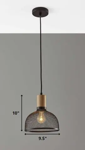 Black Metal Caged Mini Ceiling Pendant Light
